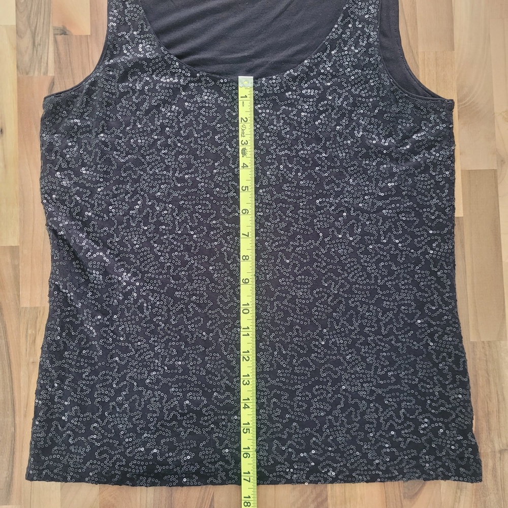 Talbots Black Sequin Scoop Neck Tank Top SZ Medium - Picture 9 of 10